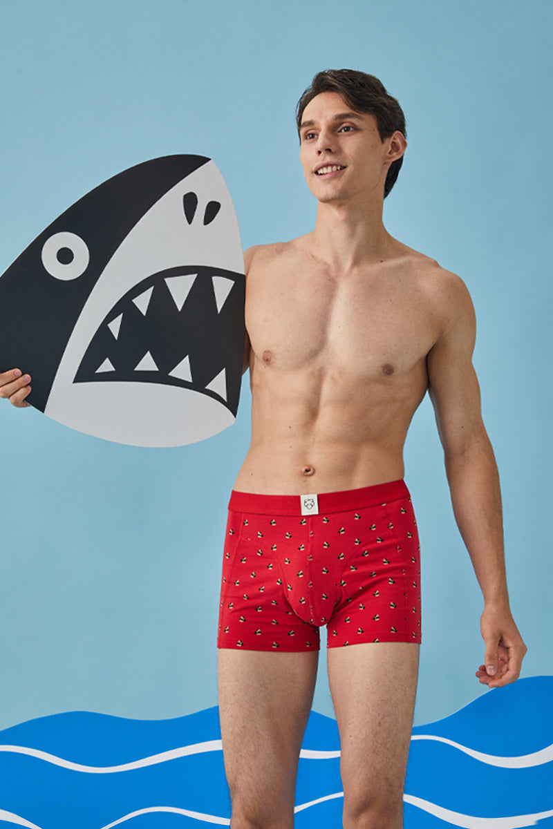 Adam's Dream Men’s Sharky Boxer Briefs – Red